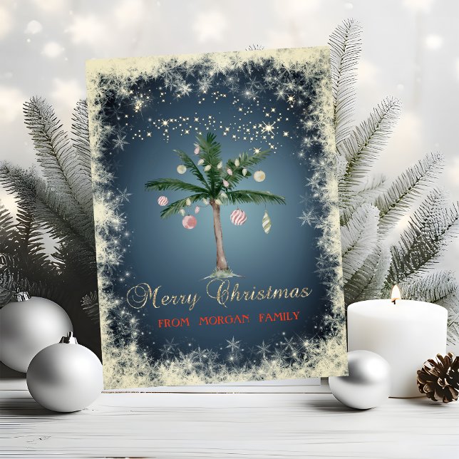 Elegant Christmas Balls,Palm Tree,Snowflakes  Holiday Card (Creator Uploaded)