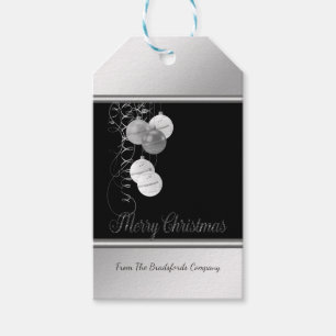 Elegant Christmas Balls,Silver, Black Company Gift Tags