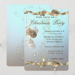 Elegant Christmas Balls,Sparkle,Christmas Party Invitation