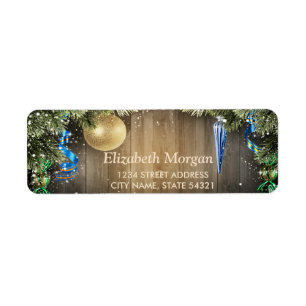 Elegant Christmas Balls, Wood Texture Label