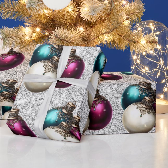 Elegant Christmas Bauble Ornament  Wrapping Paper (Holidays)