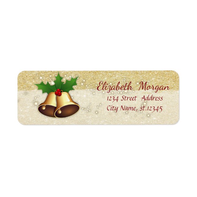 Elegant Christmas Bells,Holly Branches ,Glittery (Front)