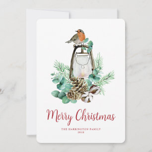 Elegant Christmas Bird Foliage Non Photo Holiday Card