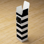 Elegant Christmas Black and White striped Wine Box<br><div class="desc">Elegant Christmas black and white striped wine box. Personalize the message on the front of the box.

Designed by The Christmas Gifts Store.</div>