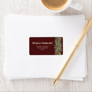 Elegant Christmas Botanical Wedding Address Label