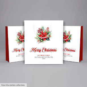 Elegant Christmas Bouquet Floral Holiday Gift Bag