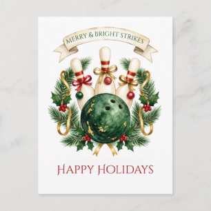 Elegant Christmas Bowling  Holiday Postcard