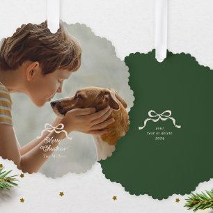 Elegant Christmas Bows Photo Ornament Card