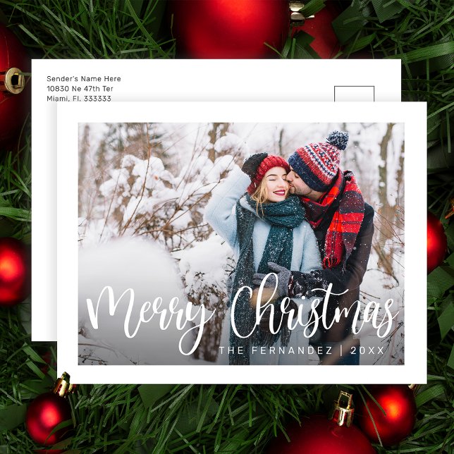 Elegant Christmas Calligraphy Classic  Holiday Postcard (Creator Uploaded)