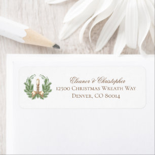 Elegant Christmas Candle Wreath Return Address