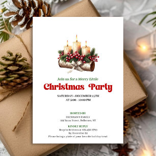 Elegant Christmas Candles Pine Wreath Holiday Invitation