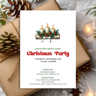 Elegant Christmas Candles Pine Wreath Invitation
