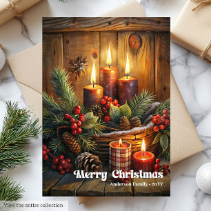 Elegant Christmas candles rustic wreath holiday
