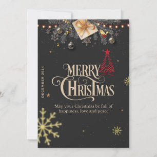 Elegant Christmas Card with Gold and Red Decor
