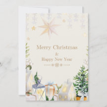 Elegant Christmas Card with Stars and Gifts