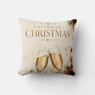 Elegant Christmas,Champagne Toast Luxury Holiday Throw Pillow