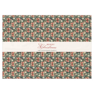 Elegant Christmas Cheer Candy Cane Bows Custom Tablecloth