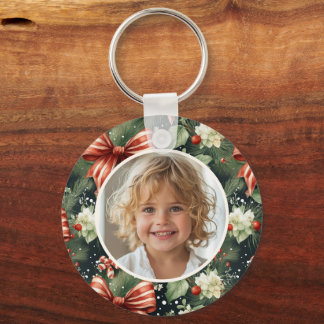 Elegant Christmas Cheer Personalized Keychain