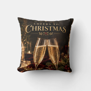 Elegant Christmas Cheers to Christmas Champagne Throw Pillow