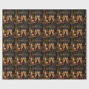 Elegant Christmas Cheers to Christmas Champagne Wrapping Paper
