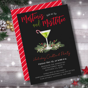 Elegant Christmas Cocktail Martini Party  Invitation