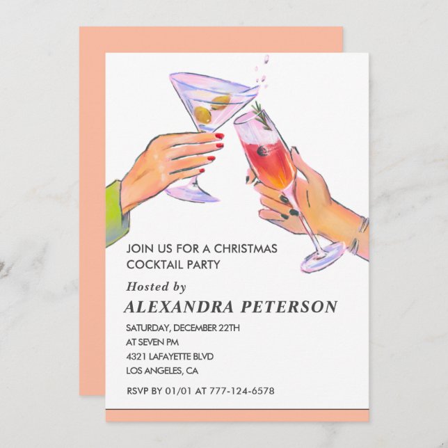 Elegant Christmas Cocktail Party Invitation (Front/Back)