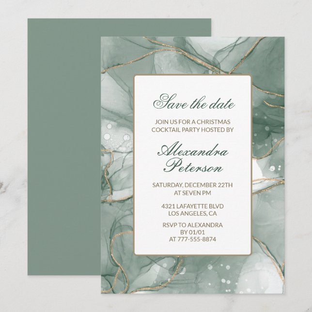 Elegant Christmas Cocktail Party Save the date Invitation (Front/Back)