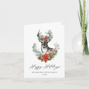 Elegant Christmas Deer Corporate Greeting Holiday Card
