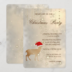 Elegant Christmas Deer Sant Hat,Christmas Party Invitation