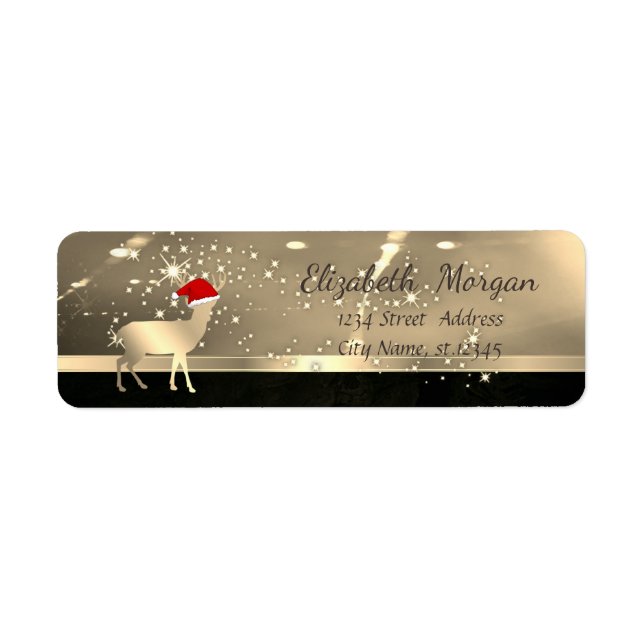 Elegant Christmas Deer Santa Hat,Faux Gold (Front)