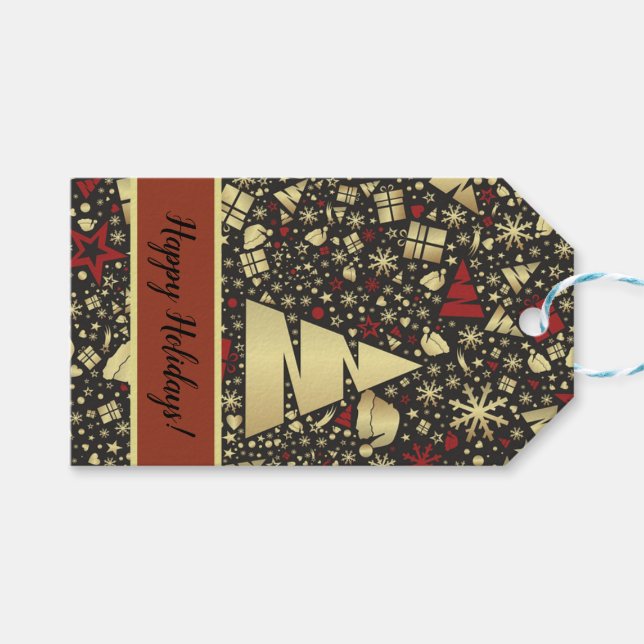 Elegant Christmas Design Gift Tags (Front (Horizontal))