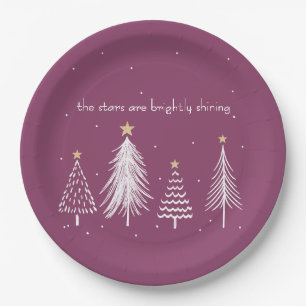 Elegant Christmas Dining Purple Paper Plate