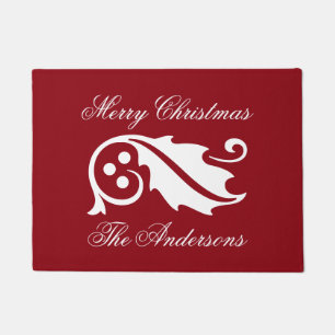 Elegant Christmas doormat with family name