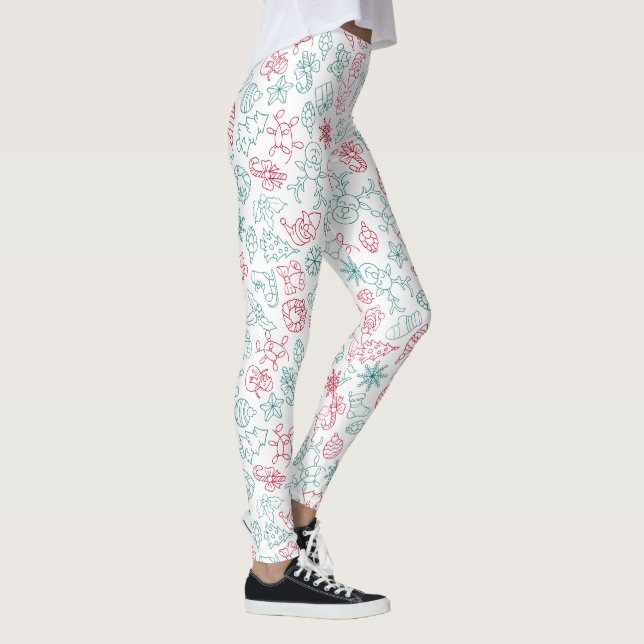 Elegant Christmas Elements Pattern | Leggings (Right)