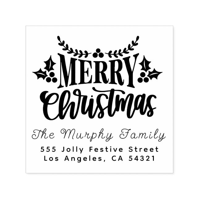 Elegant Christmas Family Name Return Address Self-inking Stamp (Design)