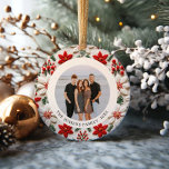 Elegant Christmas Family Photo Ornament<br><div class="desc">Capture the magic of the holiday season with our Elegant Christmas Photo Ornament. Designed with a perfect blend of timeless elegance and festive charm,  this ornament is a great keepsake for your family. Matching items in our Elegant Christmas Botanical Collection</div>