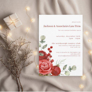 Elegant Christmas Floral Corporate Holiday Party Invitation