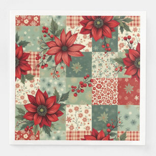 Elegant Christmas Floral Quilt Pattern Napkin