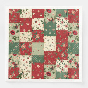 Elegant Christmas Floral Quilt Pattern Napkin