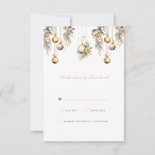 Elegant Christmas Floral RSVP Card (Back)
