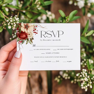 Elegant Christmas Floral Typography RSVP Card