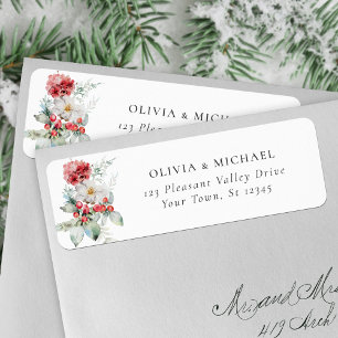 Elegant Christmas Floral Wedding Return Address