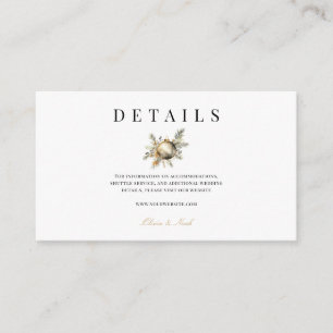 Elegant Christmas Floral Winter Details Enclosure Card