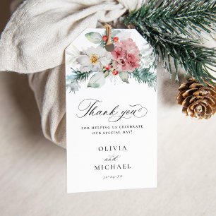 Elegant Christmas Floral Winter Wedding Favor Gift Tags
