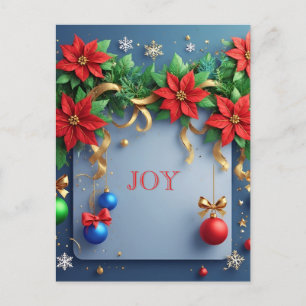 Elegant Christmas Floral Wreath 🎄✨ Poinsettia  Postcard