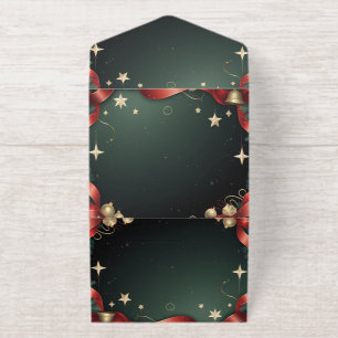 Elegant Christmas Frame Background with Gold Stars All In One Invitation