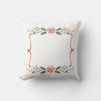 Elegant Christmas Frame - Custom Photo or Text Throw Pillow