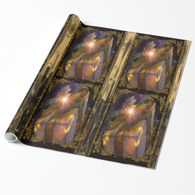 Elegant Christmas Gift Wrapping Paper (Unrolled)