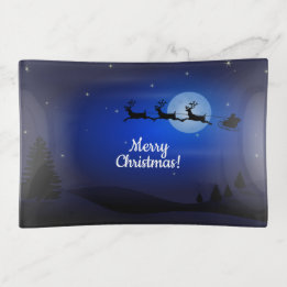 Elegant Christmas Glass Trinket Trays