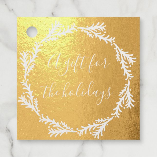 Elegant Christmas Gold Holiday Foil Gift Tag (Front)